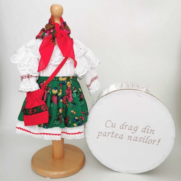 Set Botez Traditional Costum Traditional Fetite Floral 2 2 piese costumas si cutie botez