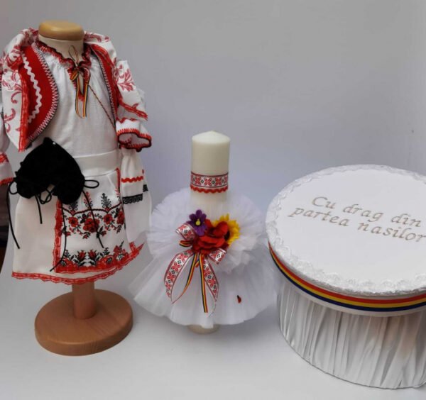 Set Botez Traditional Marina 10 3 piese costumas lumanare si cufar